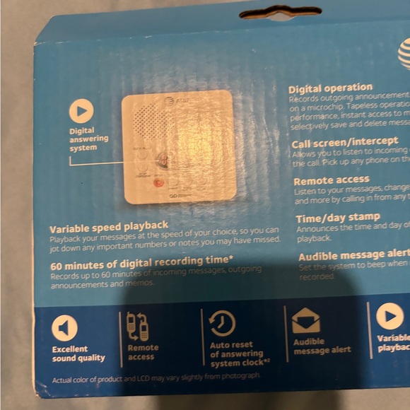 AT&T 1740 Digital Answering System withh Time & Day Stamp White NWB - Picture 4 of 6